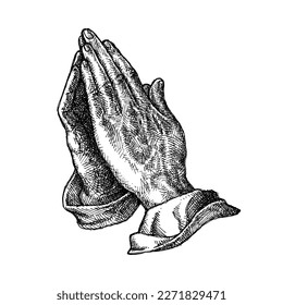 Praying Hand , hand drawn illustration vector