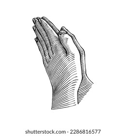 Praying Hand, hand drawn illustration vector