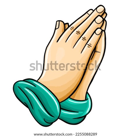 praying hand in flat cartoon style