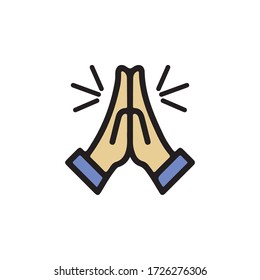 Praying Hand Gesture, Gestures of Human Hand Icon In Trendy  Design Vector Eps 10