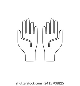 Praying hand gesture in outline icon. Trendy style Ramadan design element resources for many purposes.