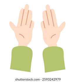 Praying hand icon. Hand drawn element. Islamic flat clip art sign for muslim. Vector illustration
