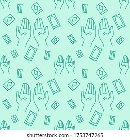Praying hand icon pattern rug mats quran outline style modern flat design vector