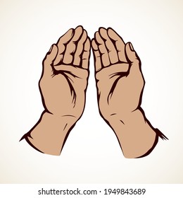 Praying hand icon. Vector drawing