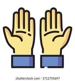 praying hand icon vector Illustration design template with cartoon style