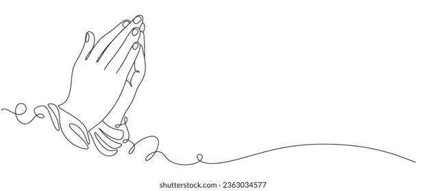 Praying hand line art style vector illustration