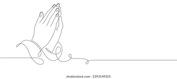 Praying hand line art style vector illustration