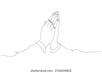Rezando a ilustração do vetor da arte da linha da mão