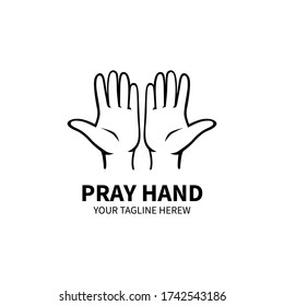 Praying hand logo template black and white
