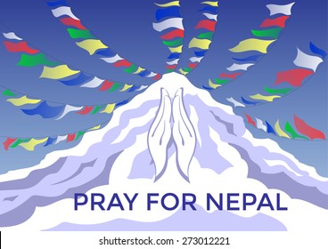 praying hand, pray for Nepal, help Nepalese vector design, Hope