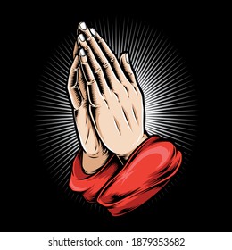 praying hand vector logo illustration