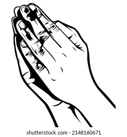 Praying hands. Apology sign. Begging for something. Two hand. Human anatomy. Body part. Clip art.
