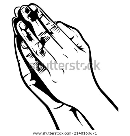Praying hands. Apology sign. Begging for something. Two hand. Human anatomy. Body part. Clip art.