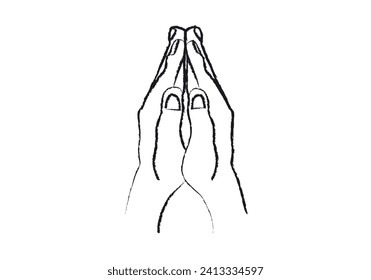 Praying hands black icon on white background.