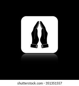 Praying hands - black vector icon on the white button