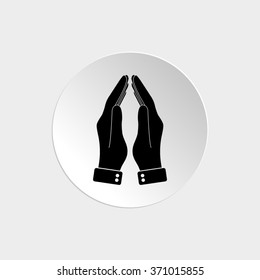 Praying hands  - black vector icon