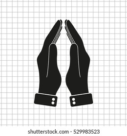 Praying hands -  black vector icon