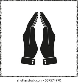 Praying hands -  black vector icon