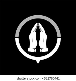 Praying hands  - black vector icon