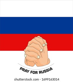 Praying hands for Covid-19 or novel coronavirus. the National Flag of the Russia, Pray for Russia, Save Russia people concept, vector illustration.