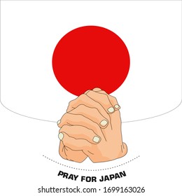 Praying hands for Covid-19 or novel coronavirus. the National Flag of the Japan, Pray for Japan, Save Japan people concept, vector illustration.