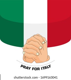 Praying hands for Covid-19 or novel coronavirus. the National Flag of the italy, Pray for Italy, Save Italy people concept, vector illustration.