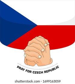 Praying hands for Covid-19 or novel coronavirus. the National Flag of the czech republic, Pray for czech republic, Save czech republic people concept, vector illustration.