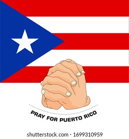 Praying hands for Covid-19 or novel coronavirus. the National Flag of the puerto rico, Pray for puerto rico, Save puerto rico people concept, vector illustration.