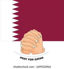 Praying hands for Covid-19 or novel coronavirus. the National Flag of the qatar, Pray for qatar, Save qatar people concept, vector illustration.