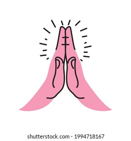 praying hands doodle isolated icon