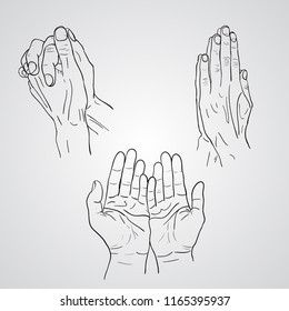 Praying Hands Drawing Vector Illustration Sketch Stock Vector (Royalty ...