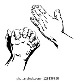 Praying Hands drawing vector illustration realistic sketch