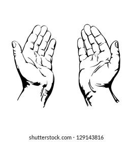 Praying Hands drawing vector illustration realistic sketch