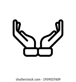 Praying Hands, Emoji Symbol, Simple Icon. Black Icon On White Background