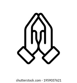 Praying Hands, Emoji Symbol, Simple Icon. Black Icon On White Background