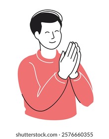 Praying hands. Faith, prayer vector illustration