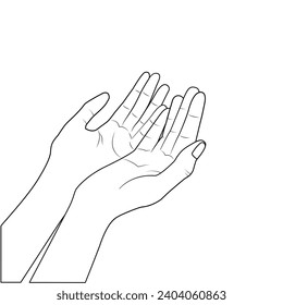 Praying Hands Female Praying Hands Muslim Praying Icon Line Art Of Praying Hands Vector Illustration