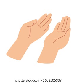 Praying hands flat vector illustration isolated on white.