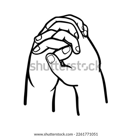 Praying hands gesture line art Vector, drawing art styles, doodle good for element, ornament, icon