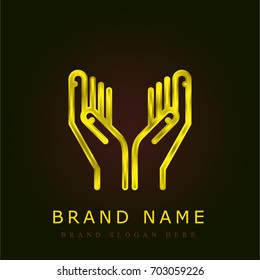 Praying Hands golden metallic logo