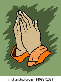 Praying Hands Green Background Stock Vector (Royalty Free) 1409271323 ...