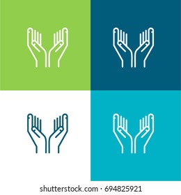 Praying Hands green and blue material color minimal icon or logo design