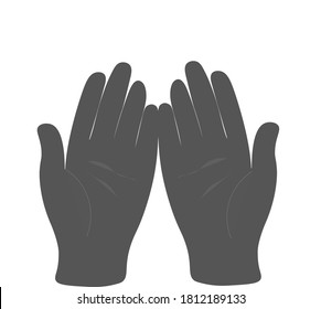 Praying  Hands in grey color. Vector graphics. 