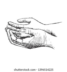 Praying hands. Hand drawing illustration.