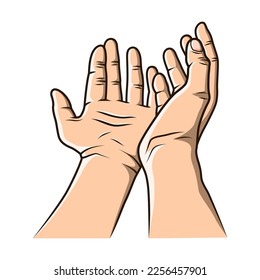 Praying Hands with Hand Drawn Style. Religious Islamic vector