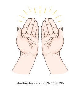 Praying Hands, hand drawn vector illustration realistic sketch