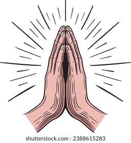 praying hands hand drawn vector illustration