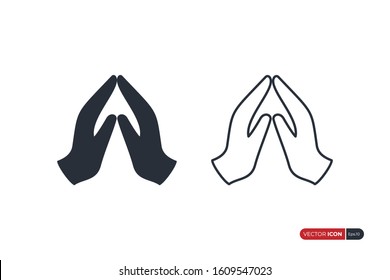 Praying Hands Icon isolated on white background. Fill and Outline Vector Icon Design Template Element