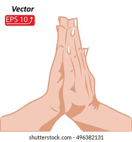 Praying hands icon, isolated on white background  Flat design style vector illustration