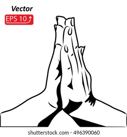 Praying hands icon, isolated on white background  Flat design style vector illustration